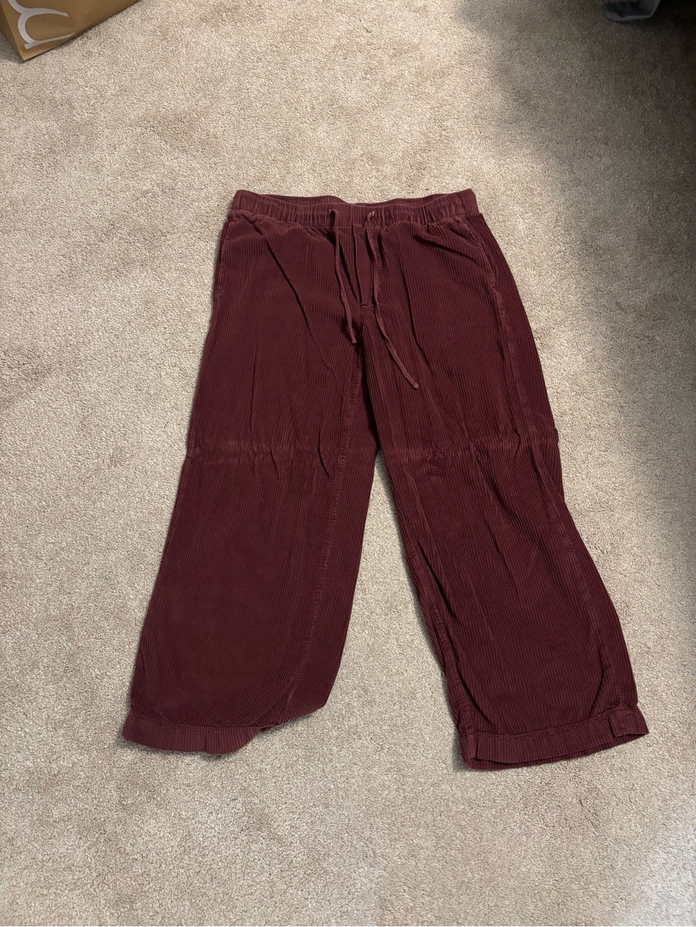 American Eagle Outfitters Corduroy Wide-Leg Pants in Burgundy